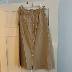Lilla P Button-Front Midi Skirt